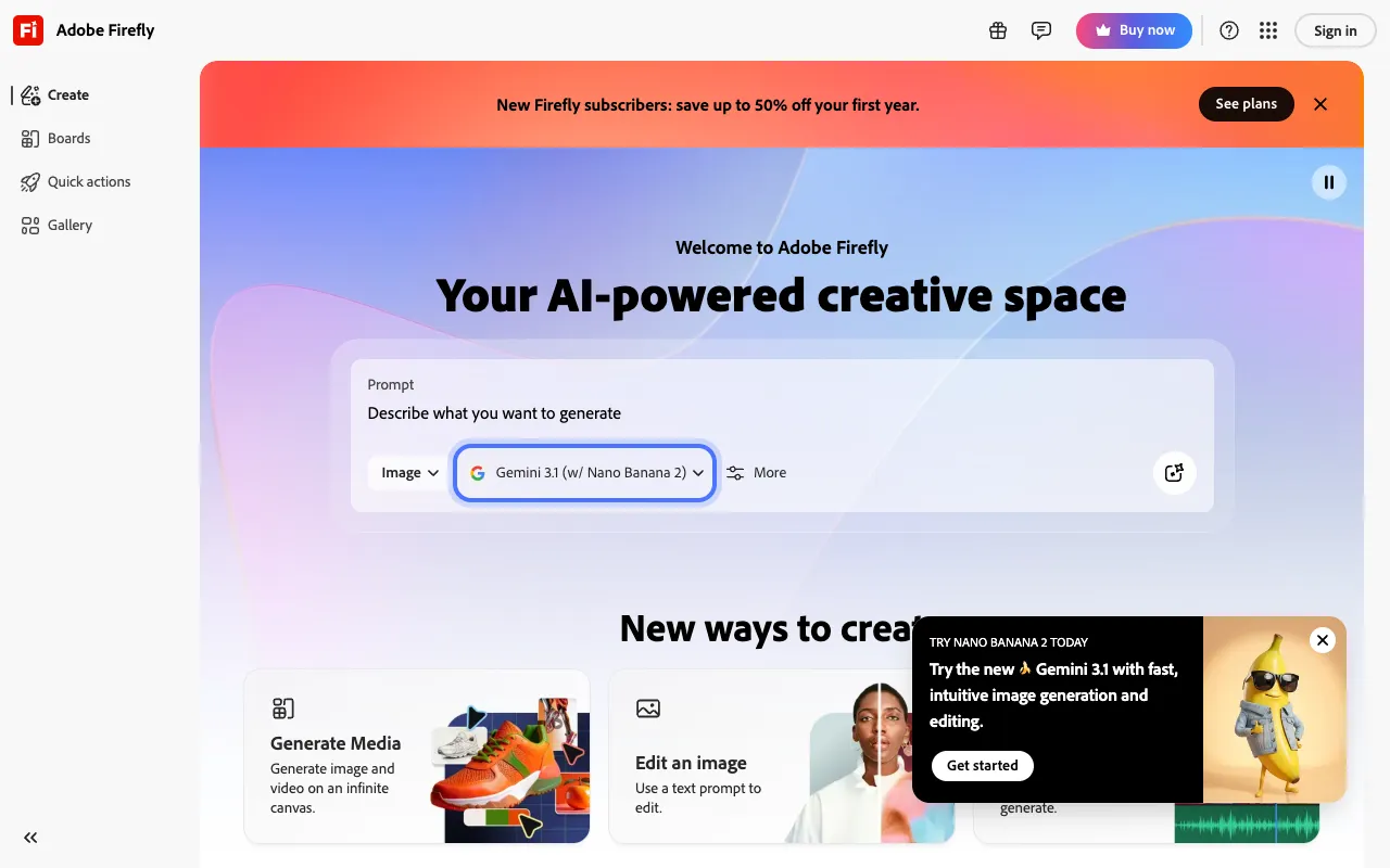 Screenshot of Adobe Firefly