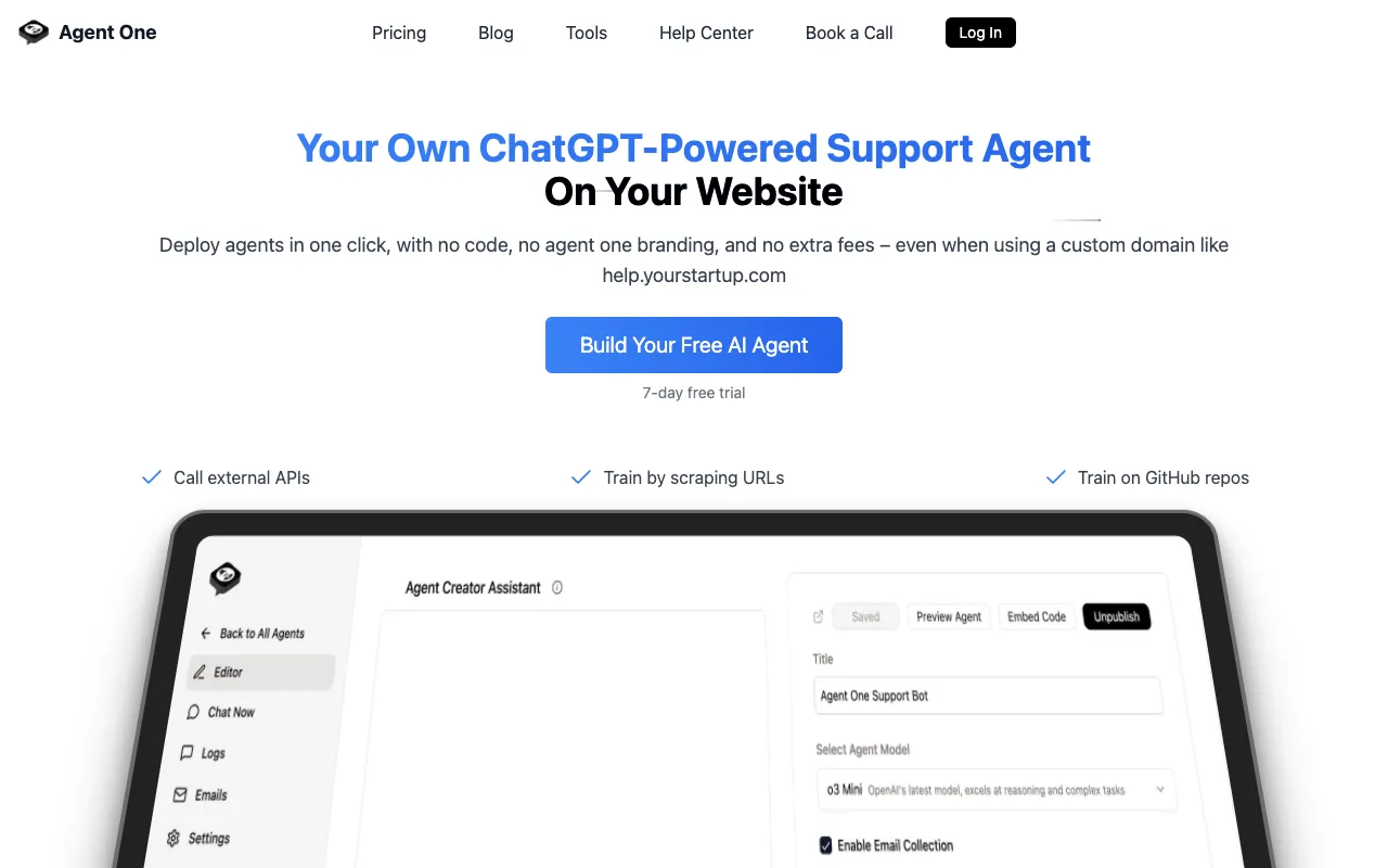 Screenshot of Agent One