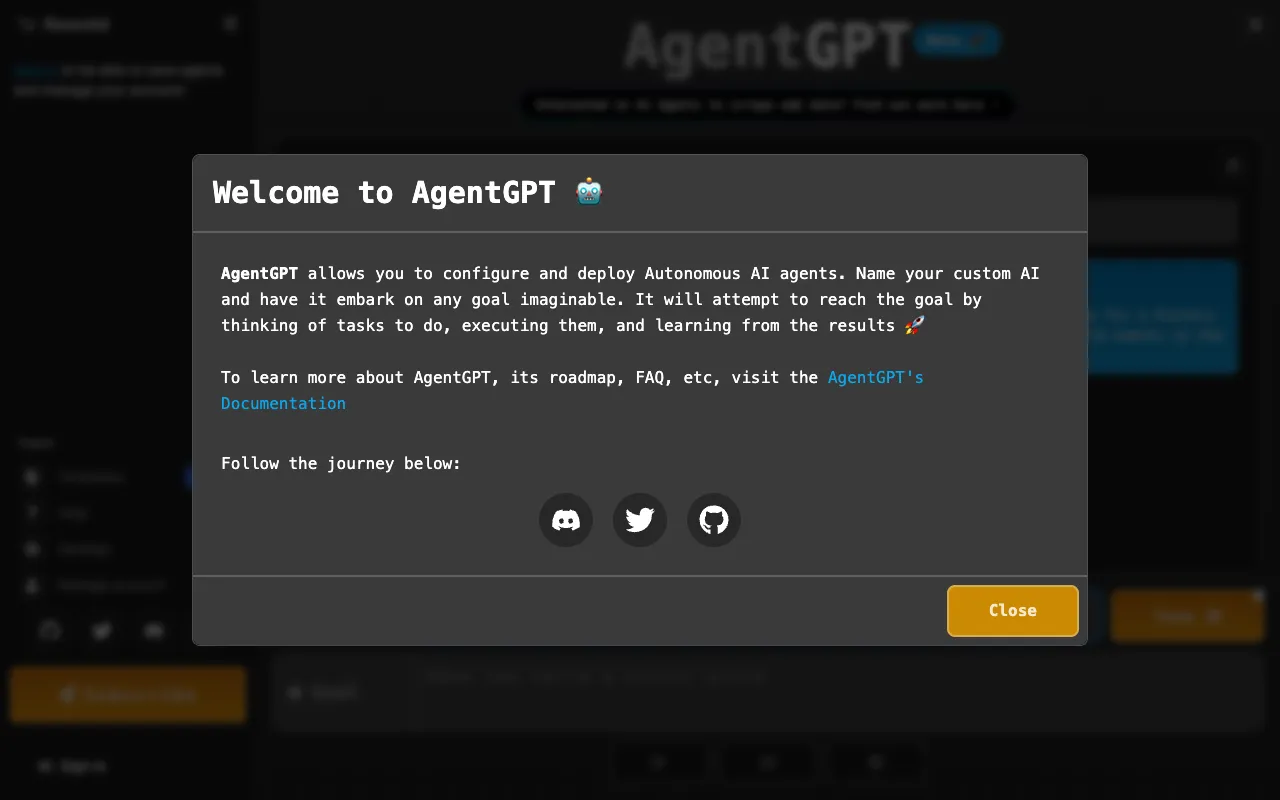 Screenshot of AgentGPT