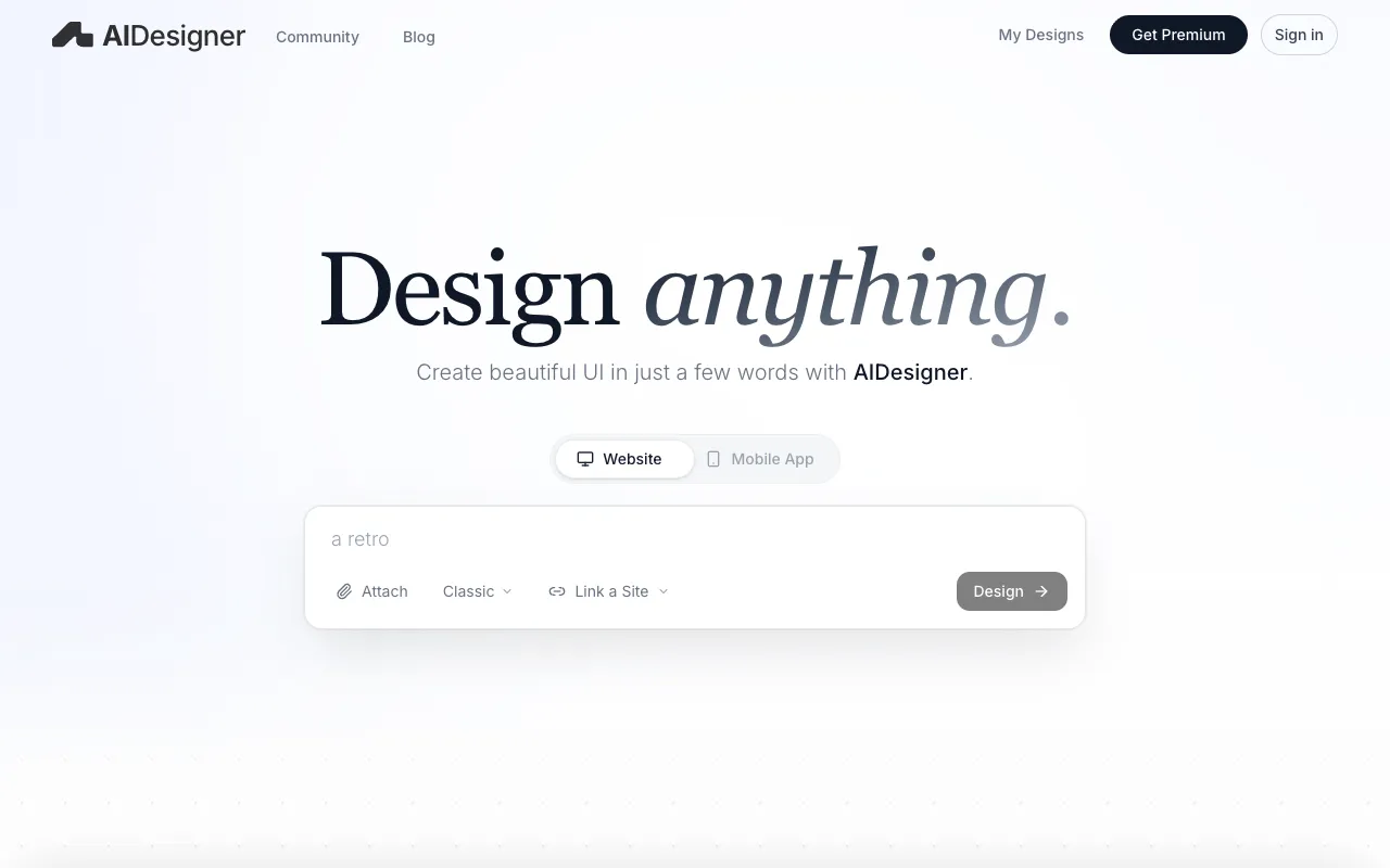Screenshot of AI Designer