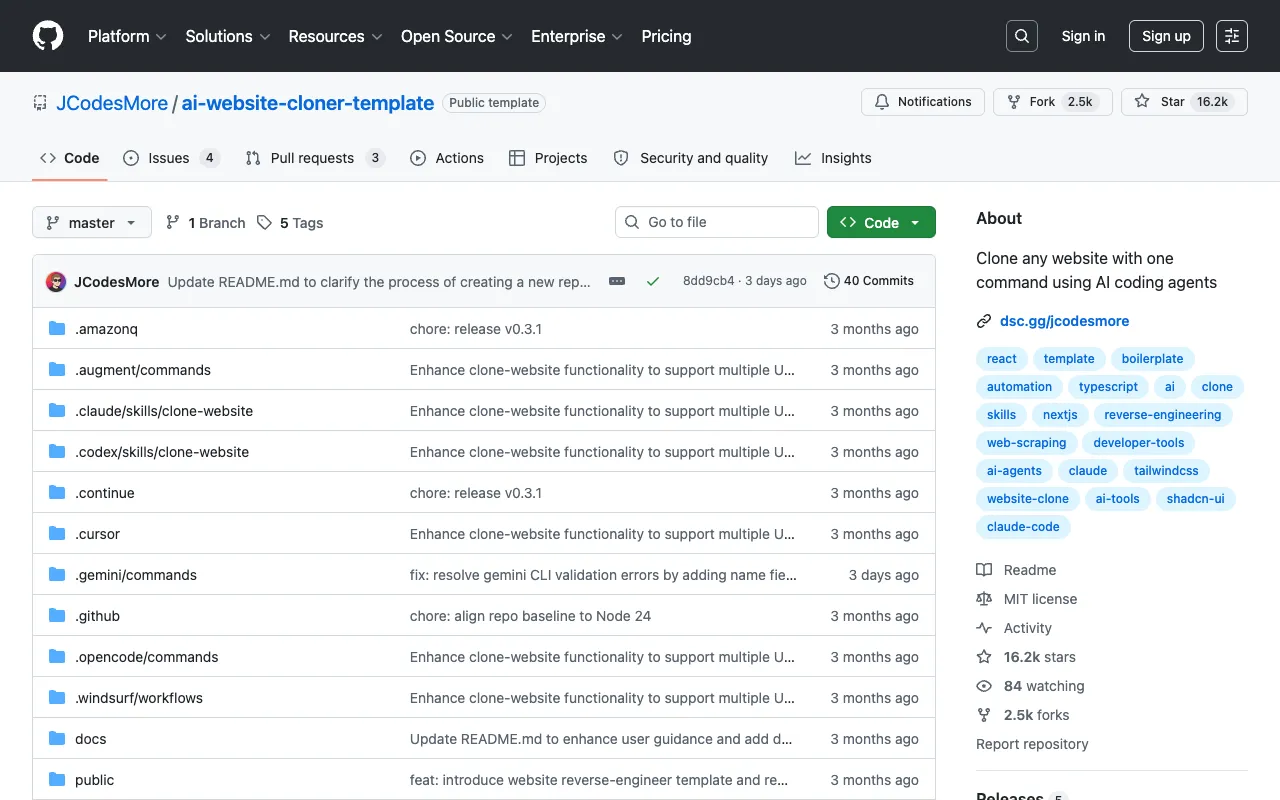 Screenshot of AI Website Cloner Template