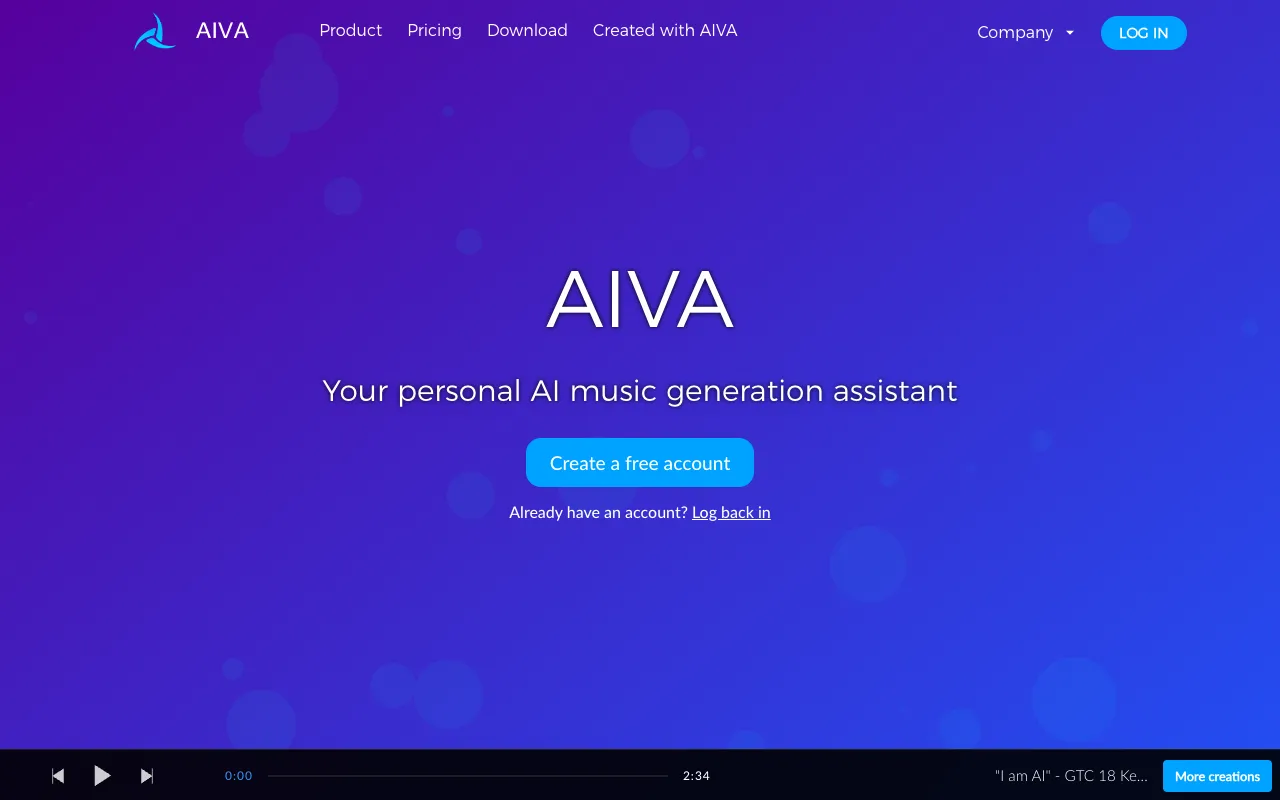 Screenshot of AIVA