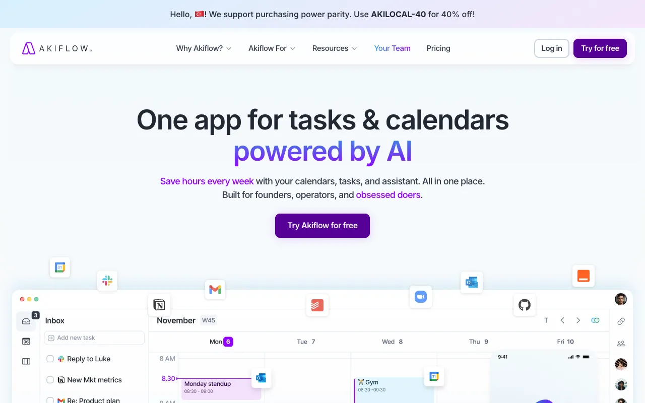 Screenshot of Akiflow
