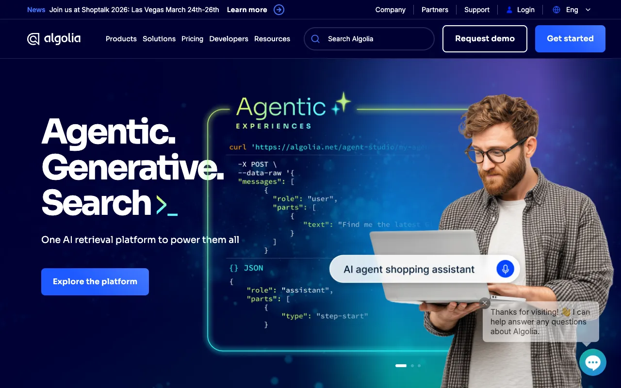 Screenshot of Algolia