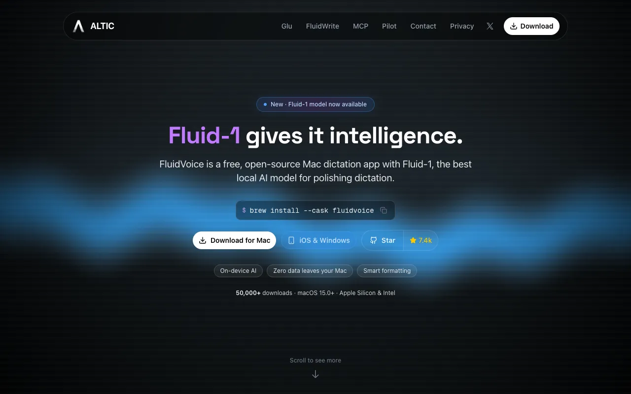 Screenshot of FluidVoice (by Altic)