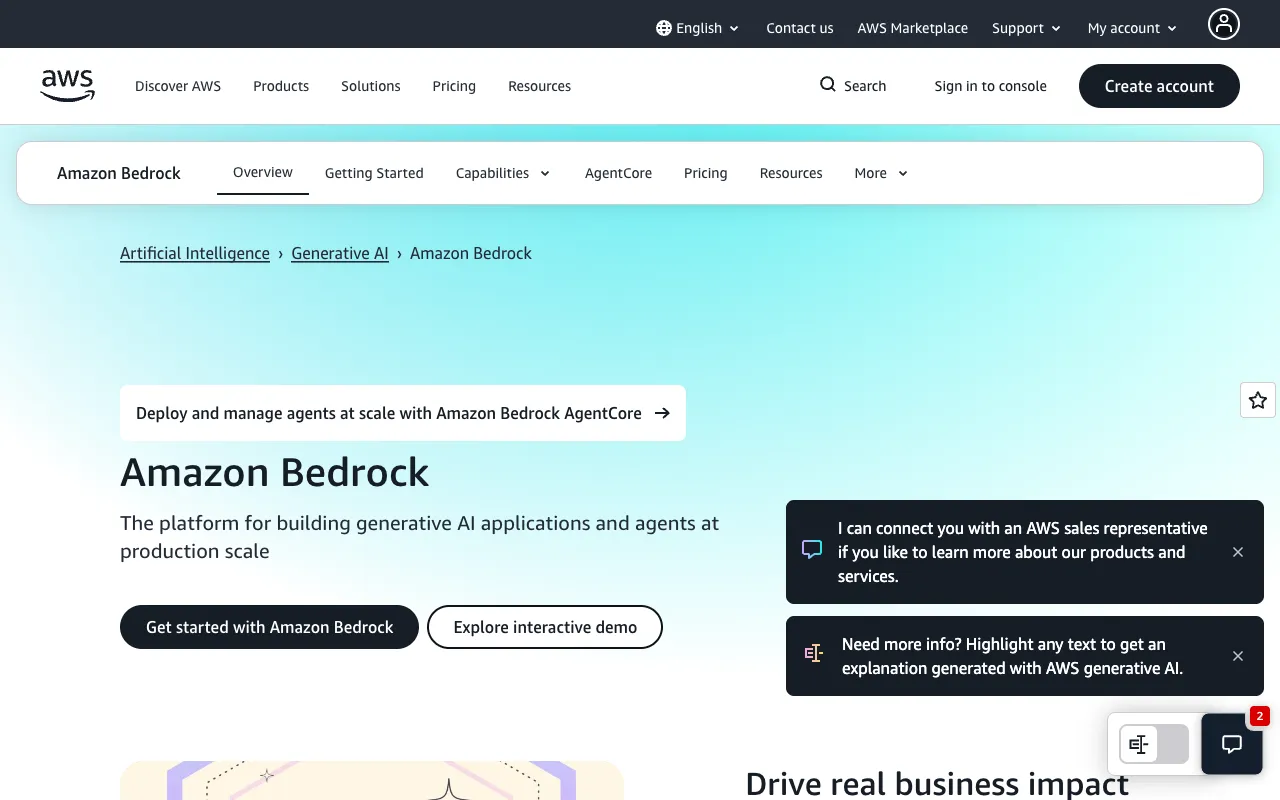 Screenshot of Amazon Bedrock