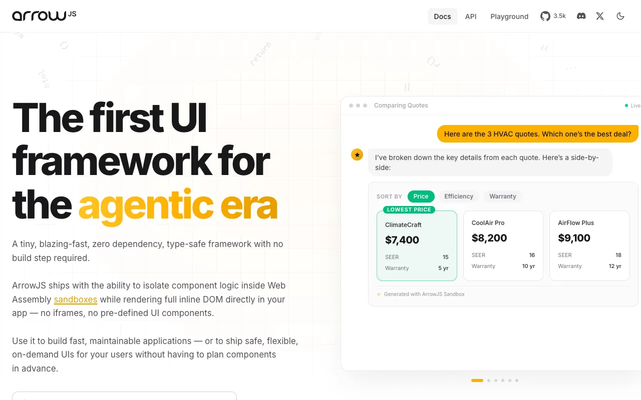 Screenshot of ArrowJS