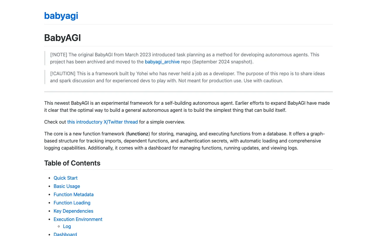 Screenshot of BabyAGI