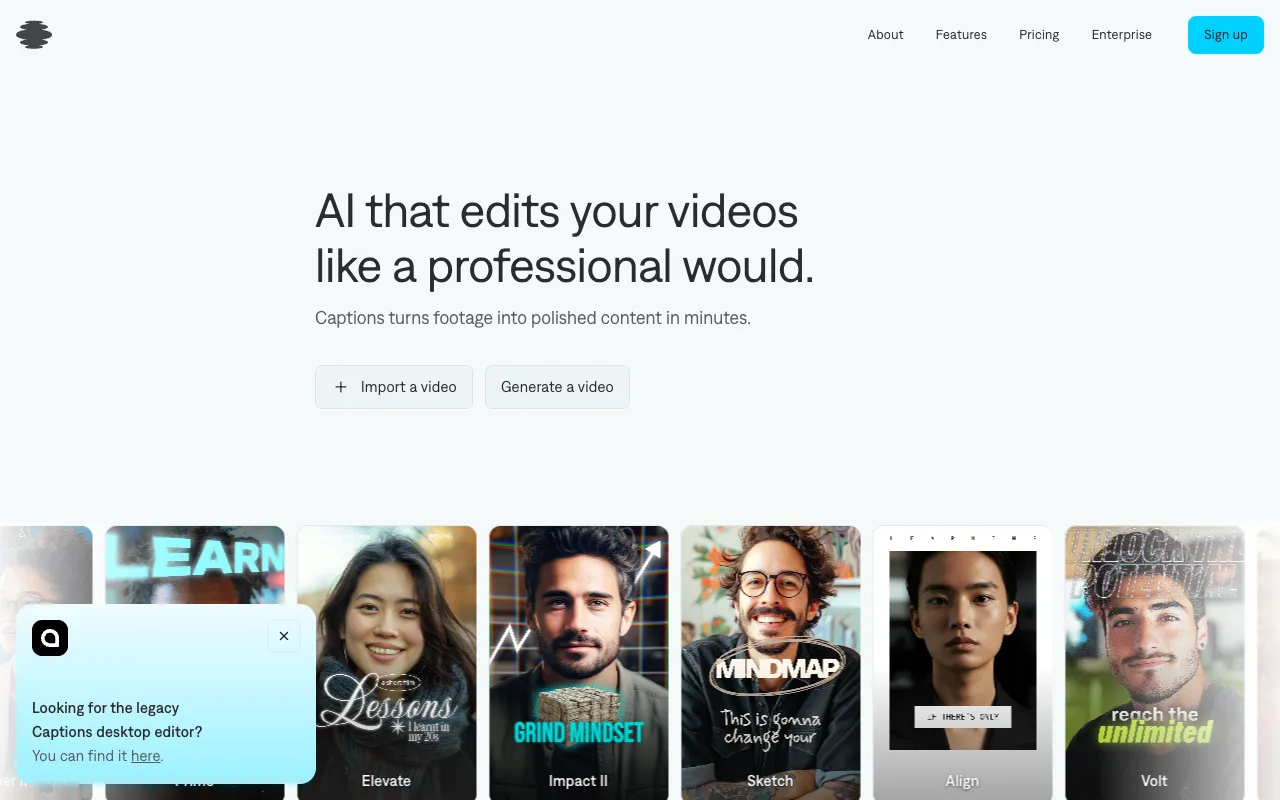 Screenshot of Captions