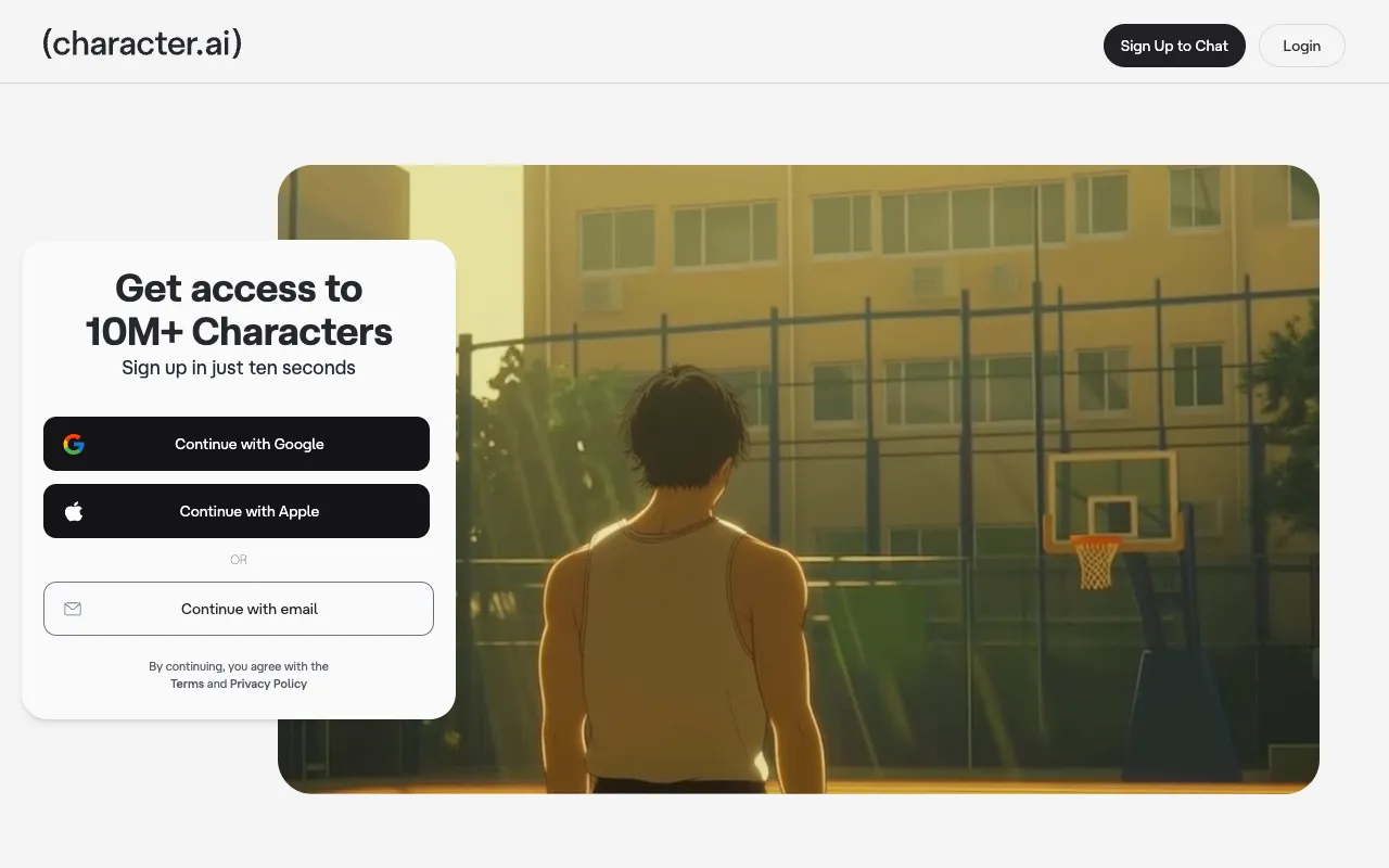 Screenshot of character.ai