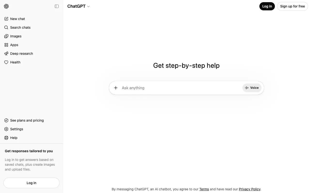 Screenshot of ChatGPT