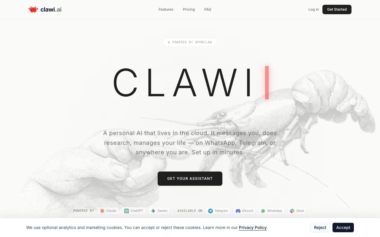 Screenshot of Clawi.ai