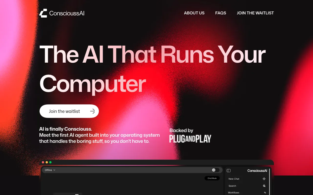 Screenshot of ConscioussAI