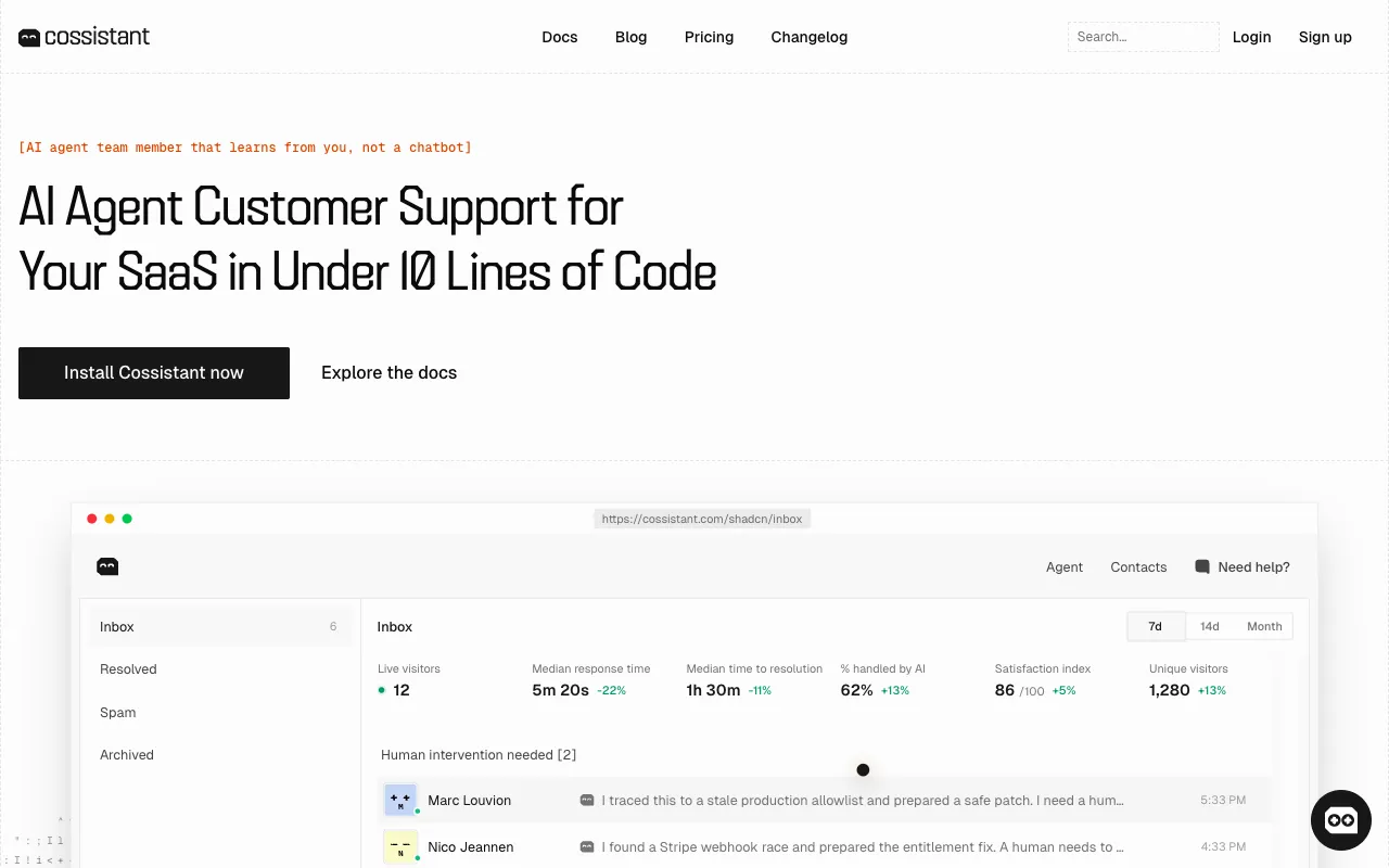 Screenshot of Cossistant