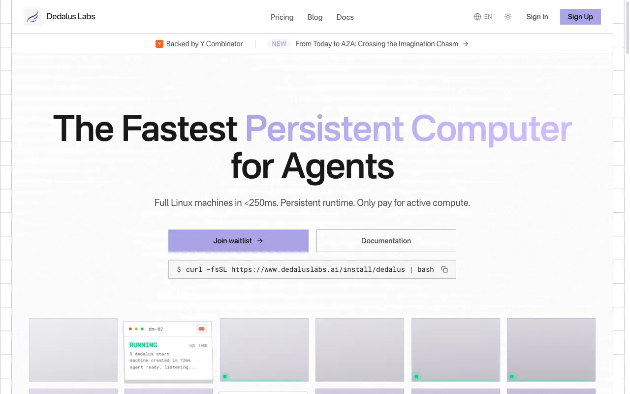 Screenshot of Dedalus Labs