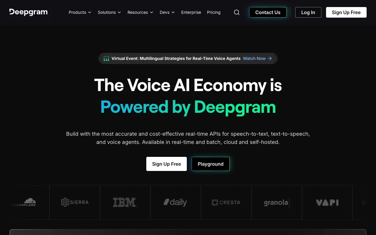 Screenshot of Deepgram