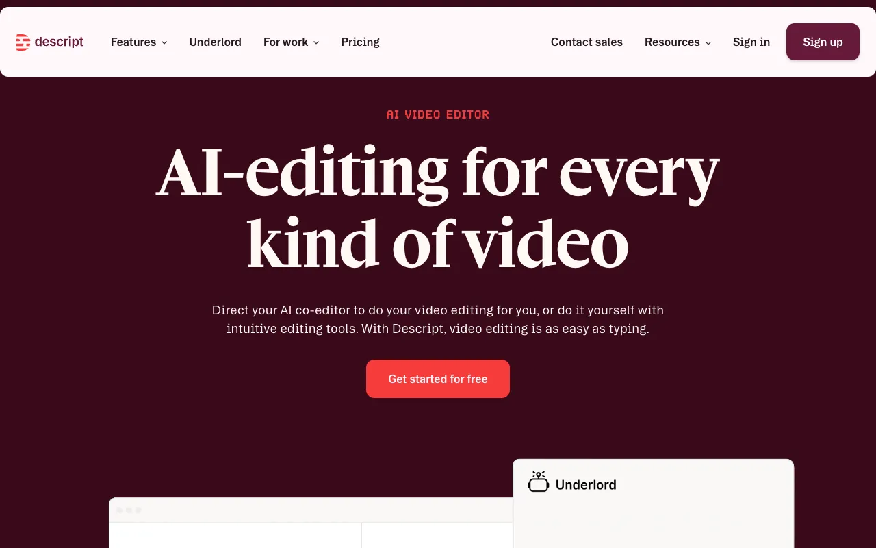 Screenshot of Descript
