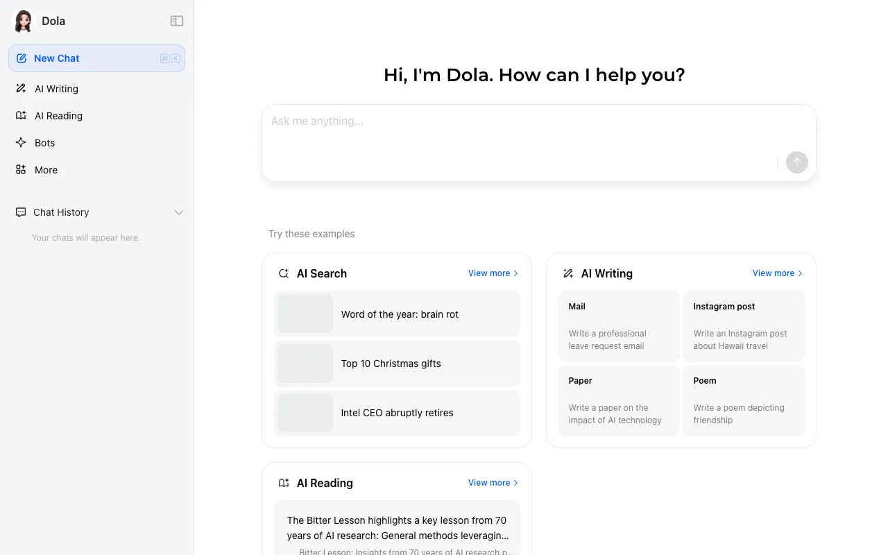 Screenshot of Dola AI