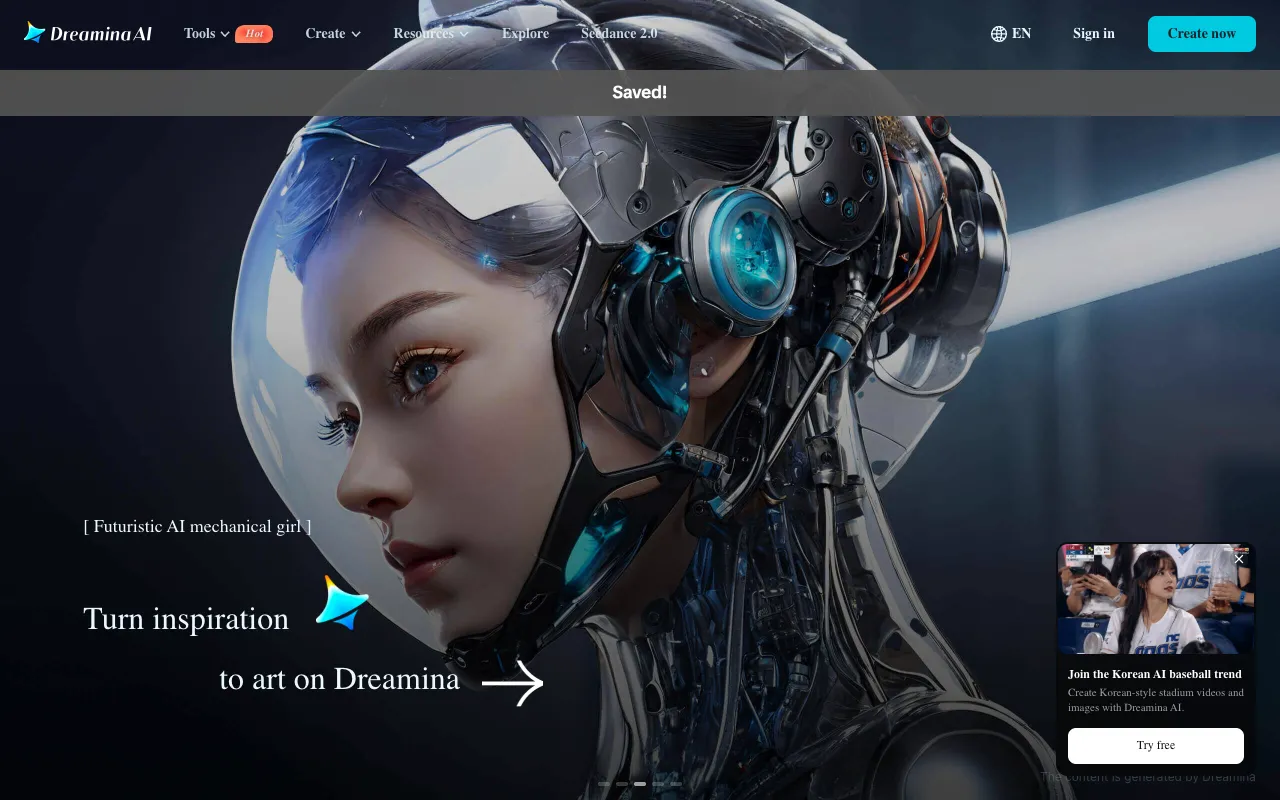 Screenshot of Dreamina