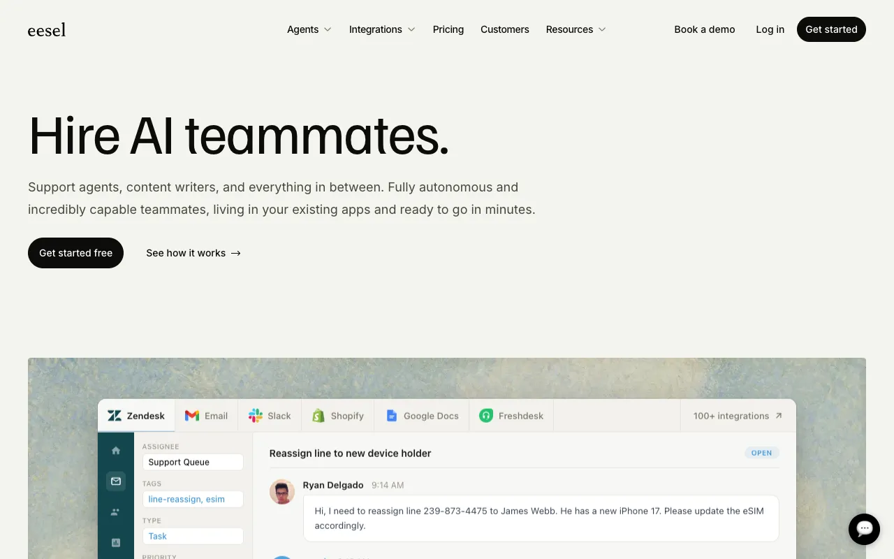 Screenshot of eesel AI