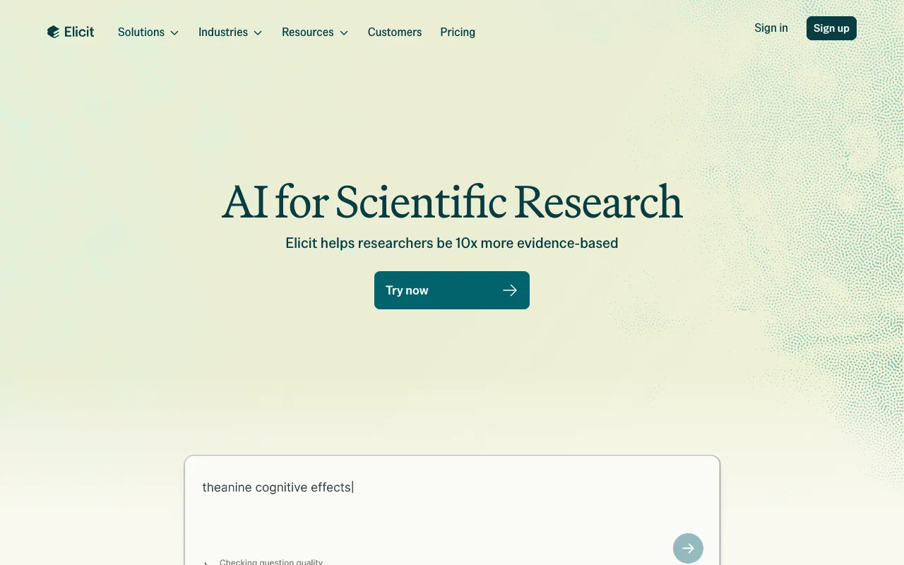Screenshot of Elicit