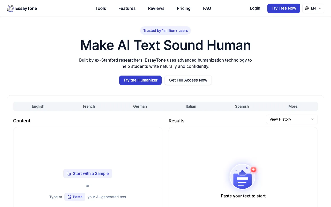 Screenshot of Essaytone