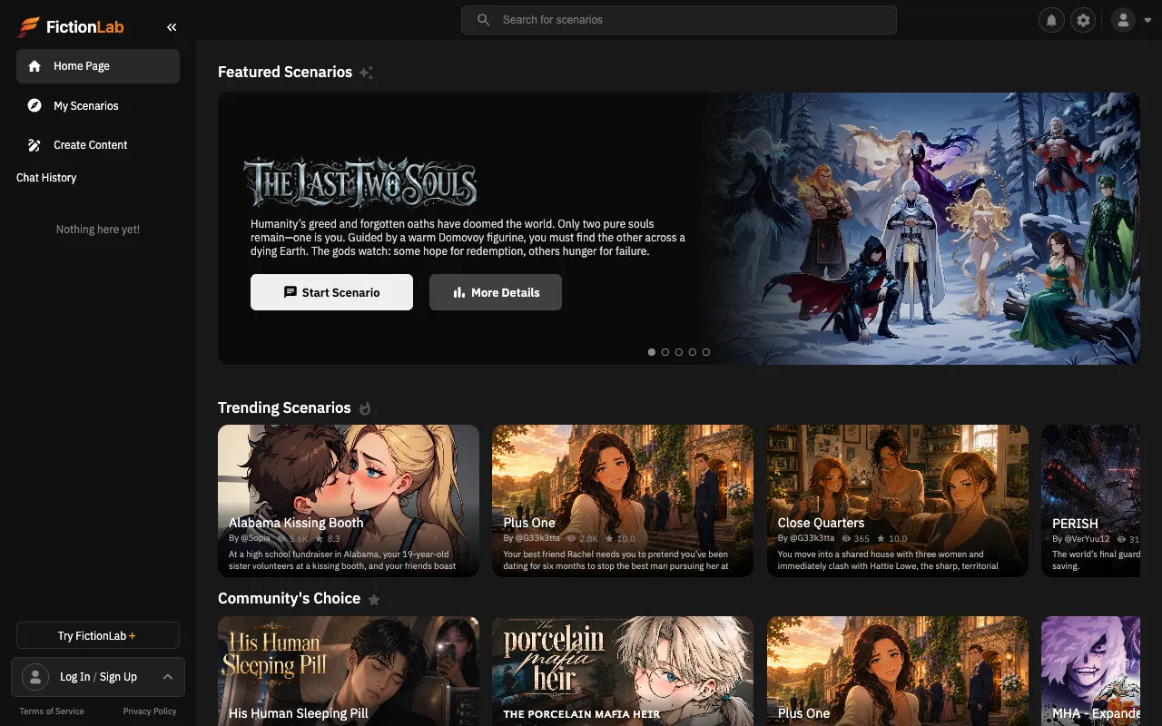 Screenshot of FictionLab
