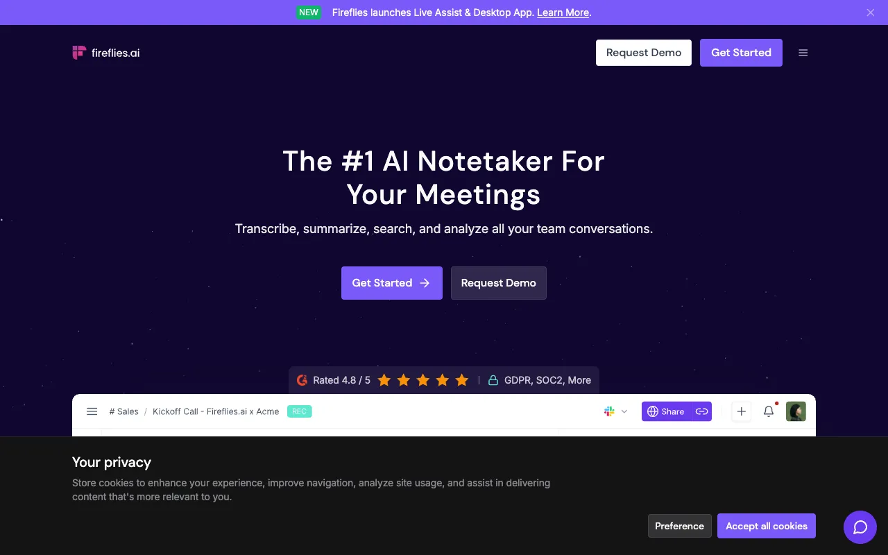 Screenshot of Fireflies.ai