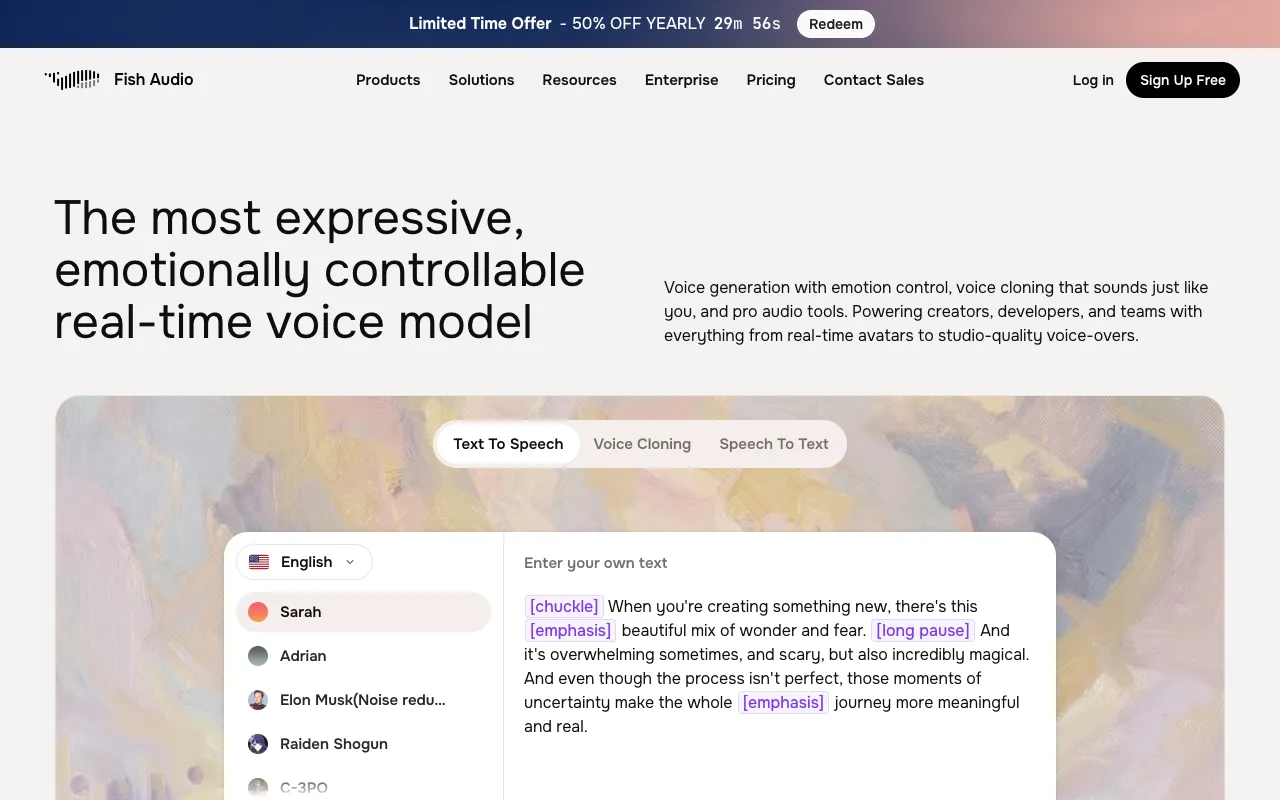 Screenshot of Fish Audio