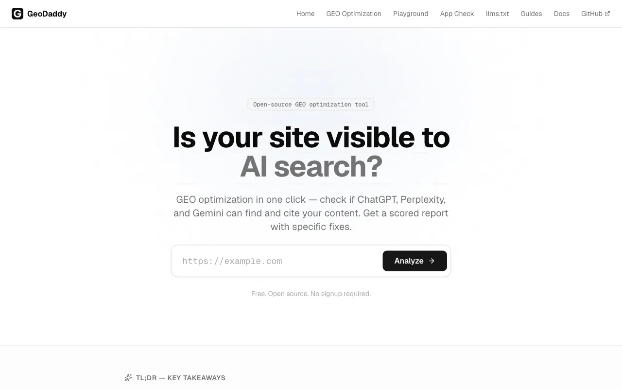 Screenshot of GeoDaddy