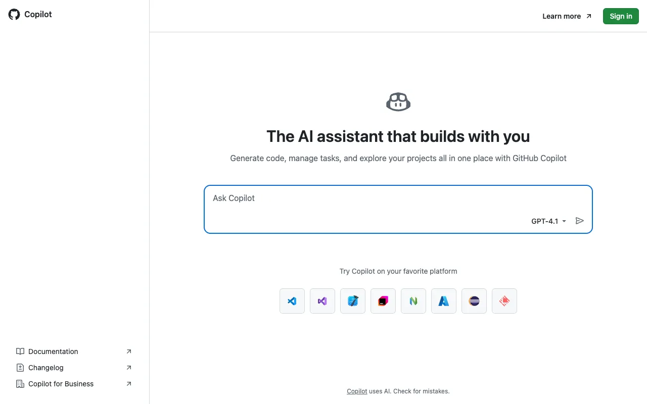 Screenshot of GitHub Copilot