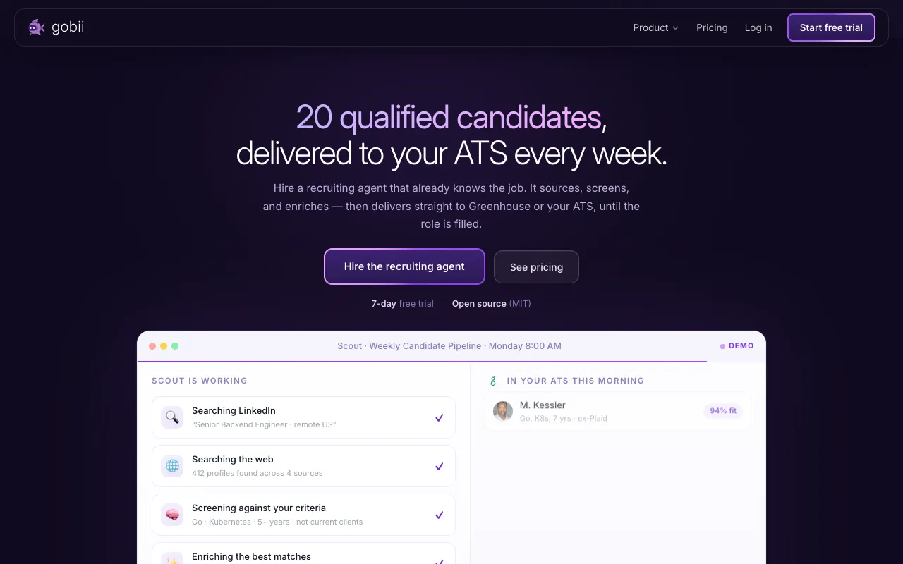 Screenshot of Gobii