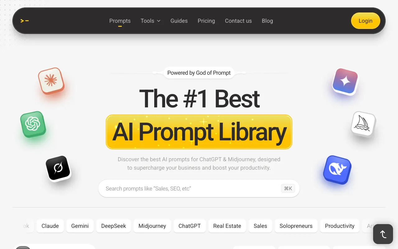 Screenshot of God of Prompt