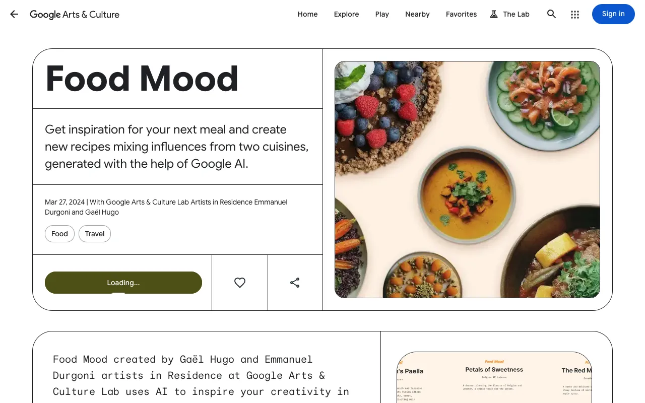 Screenshot of Google Food Mood