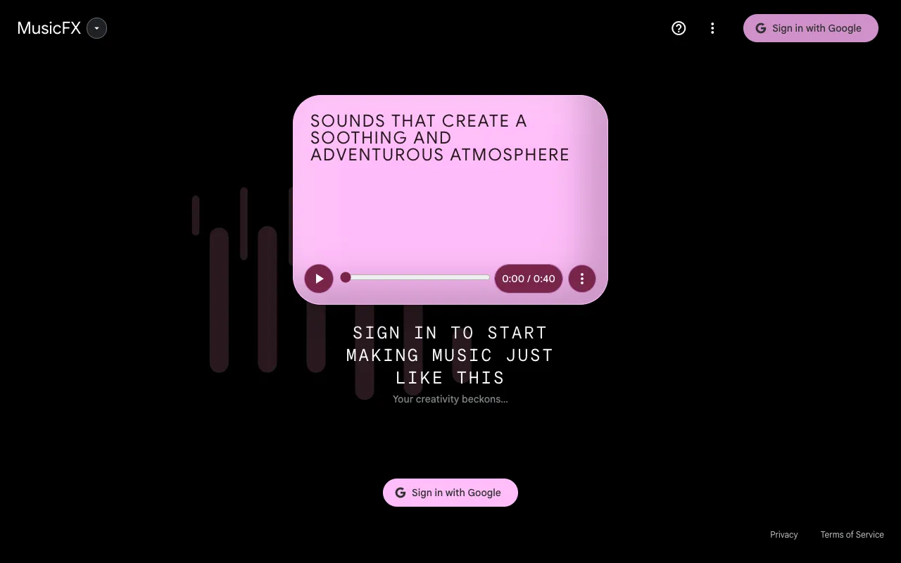 Screenshot of Google MusicFX