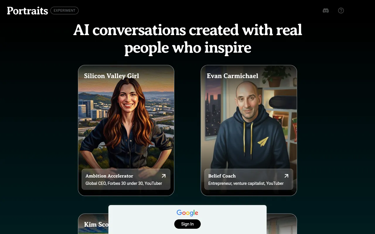 Screenshot of Google Portraits