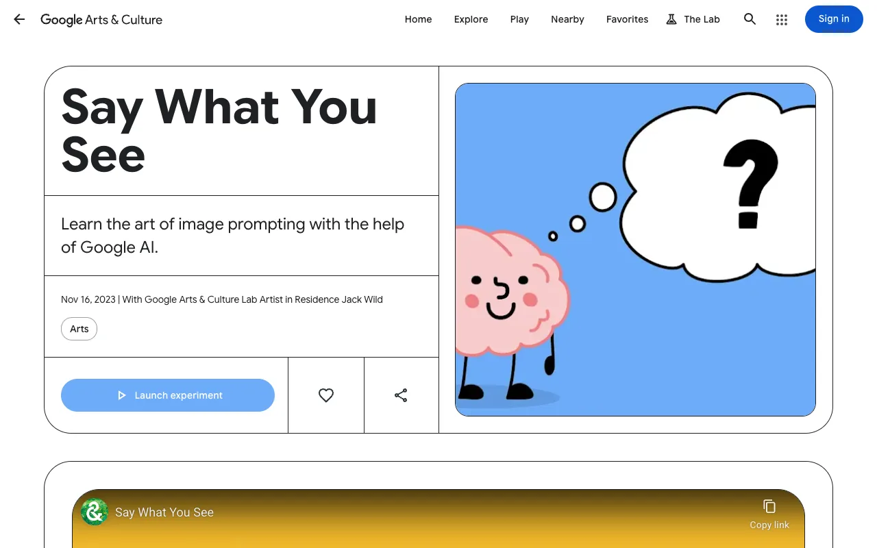 Screenshot of Google Say What You See