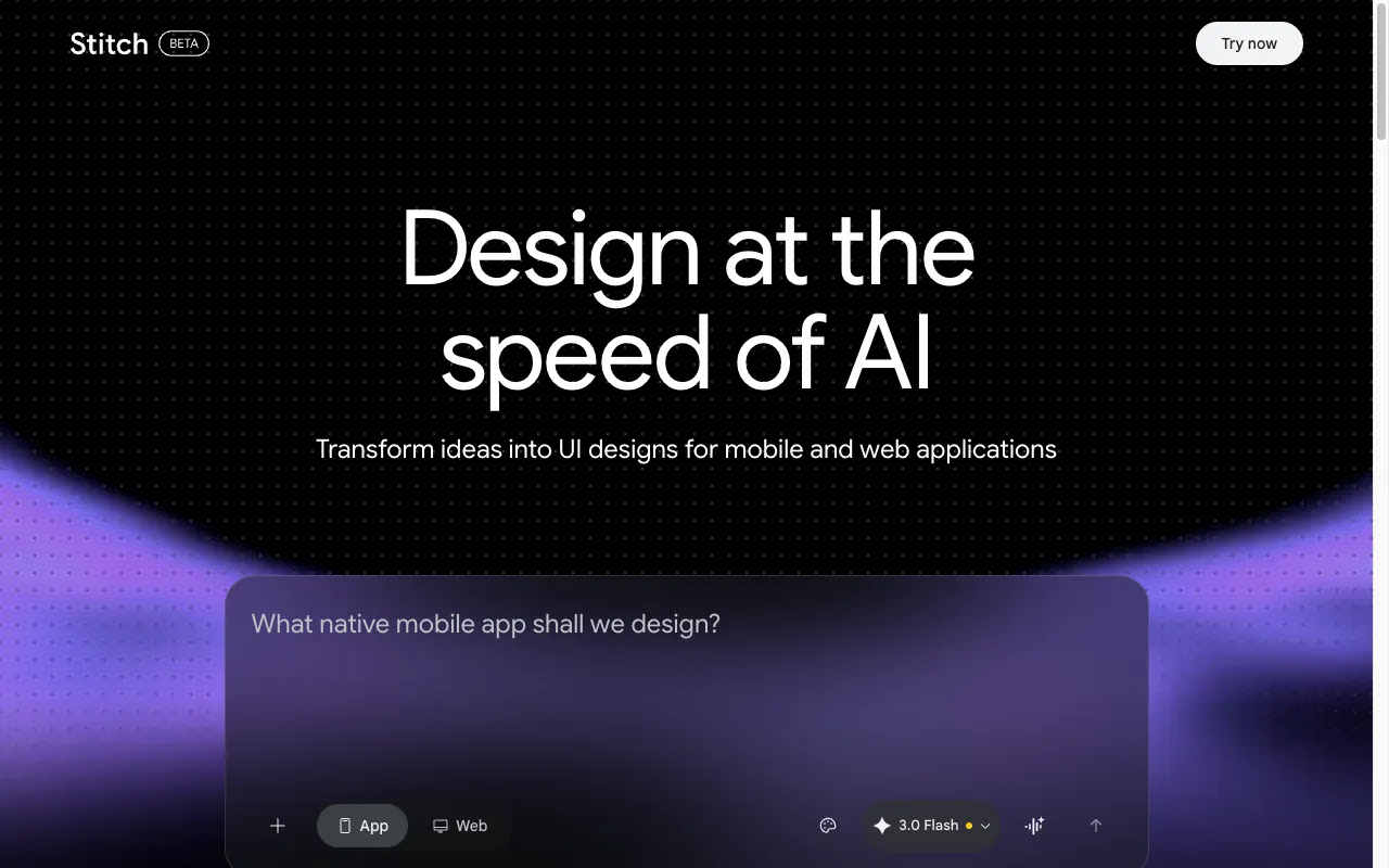 Screenshot of Google Stitch
