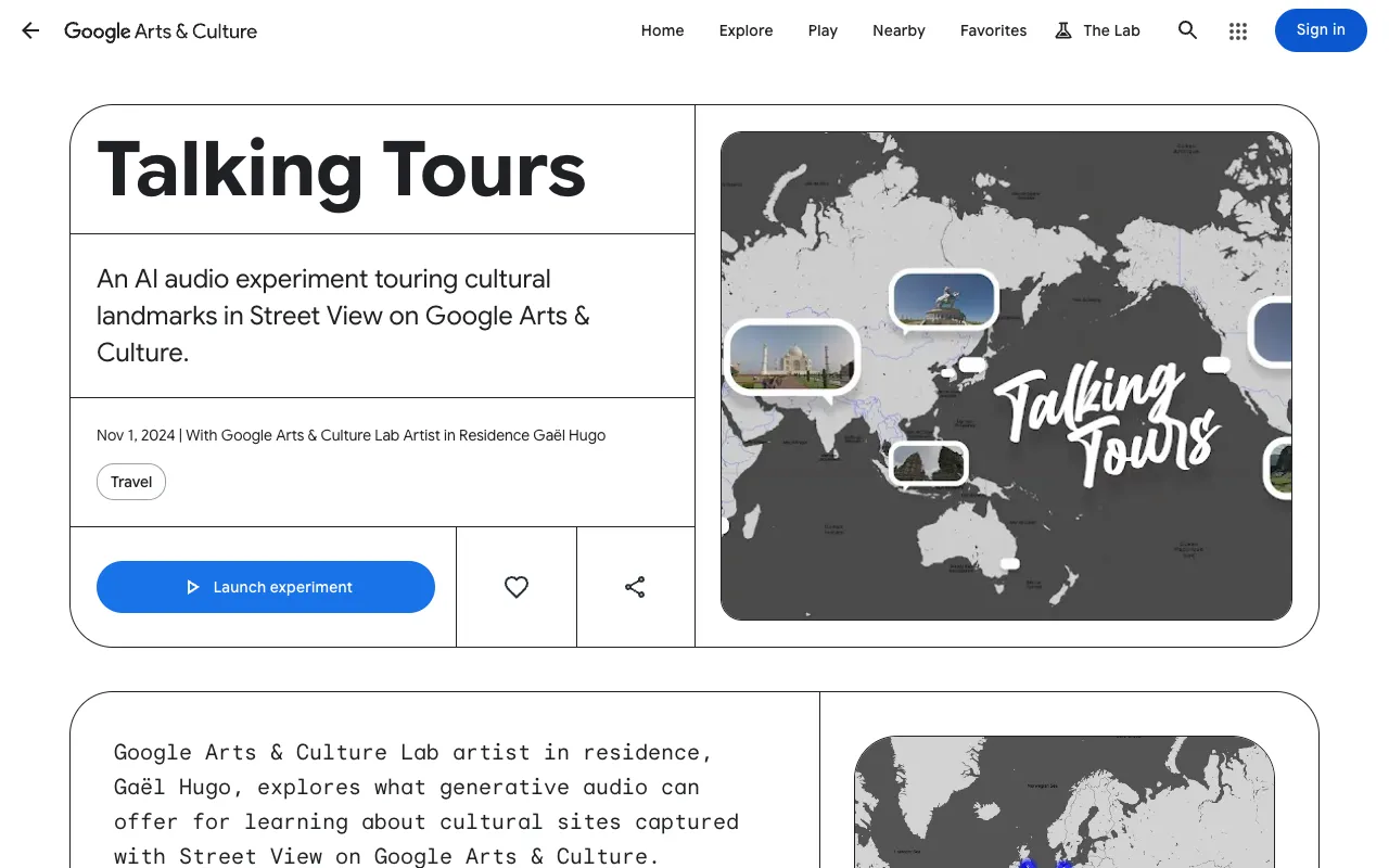 Screenshot of Google Talking Tours
