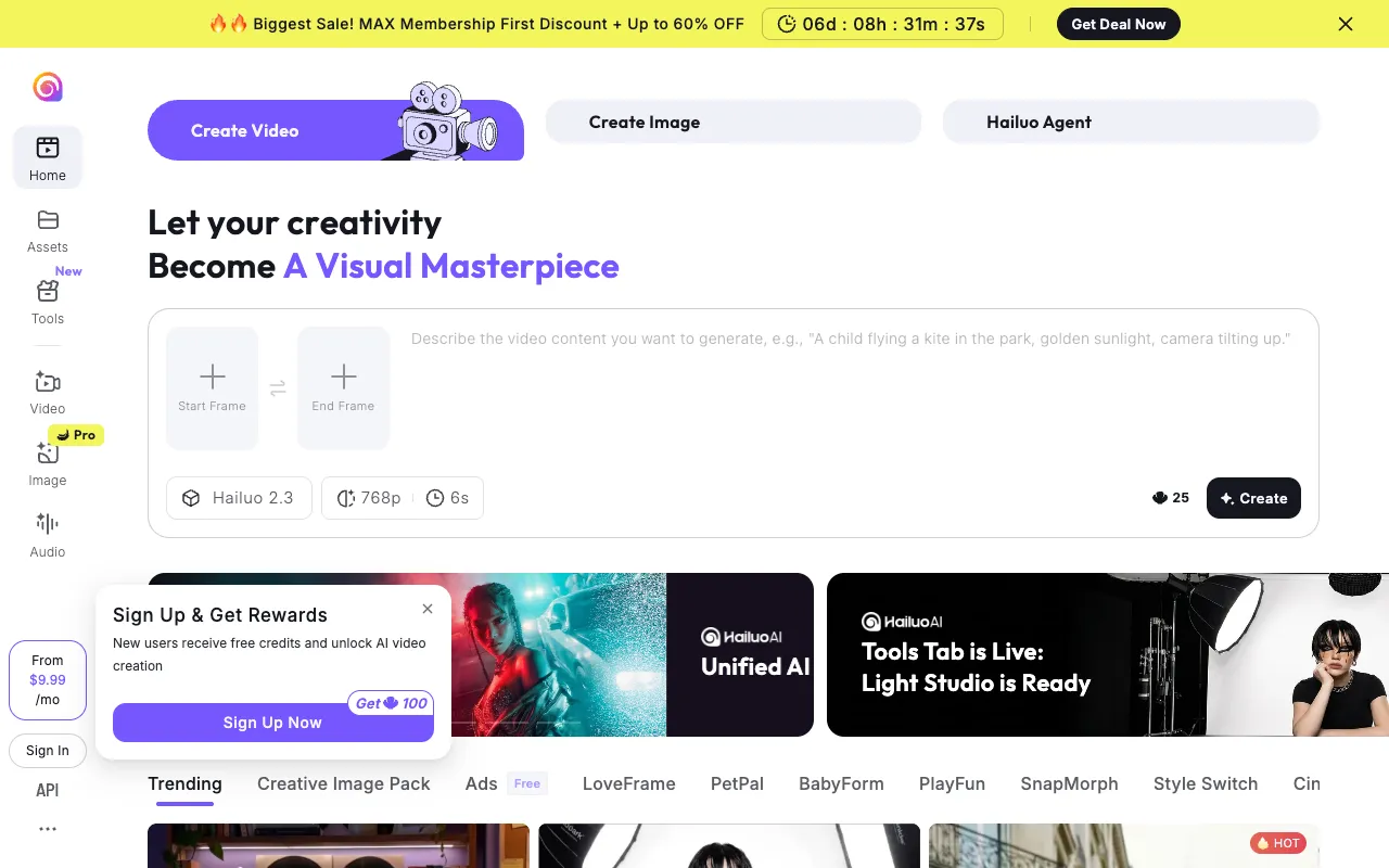 Screenshot of Hailuo AI