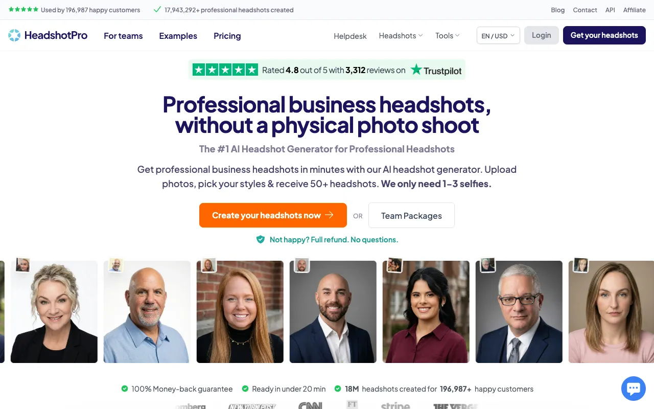 Screenshot of HeadshotPro