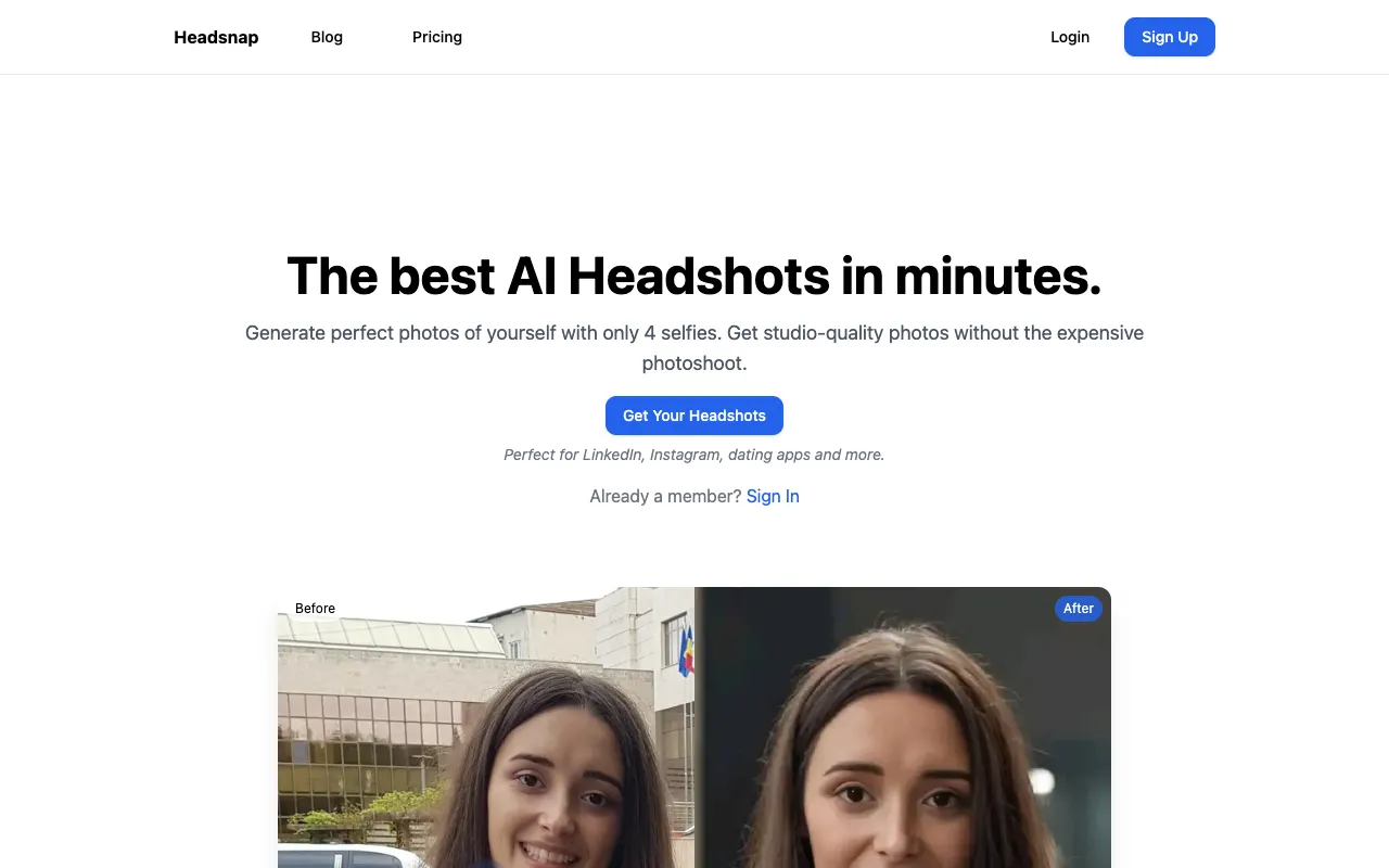Screenshot of Headsnap