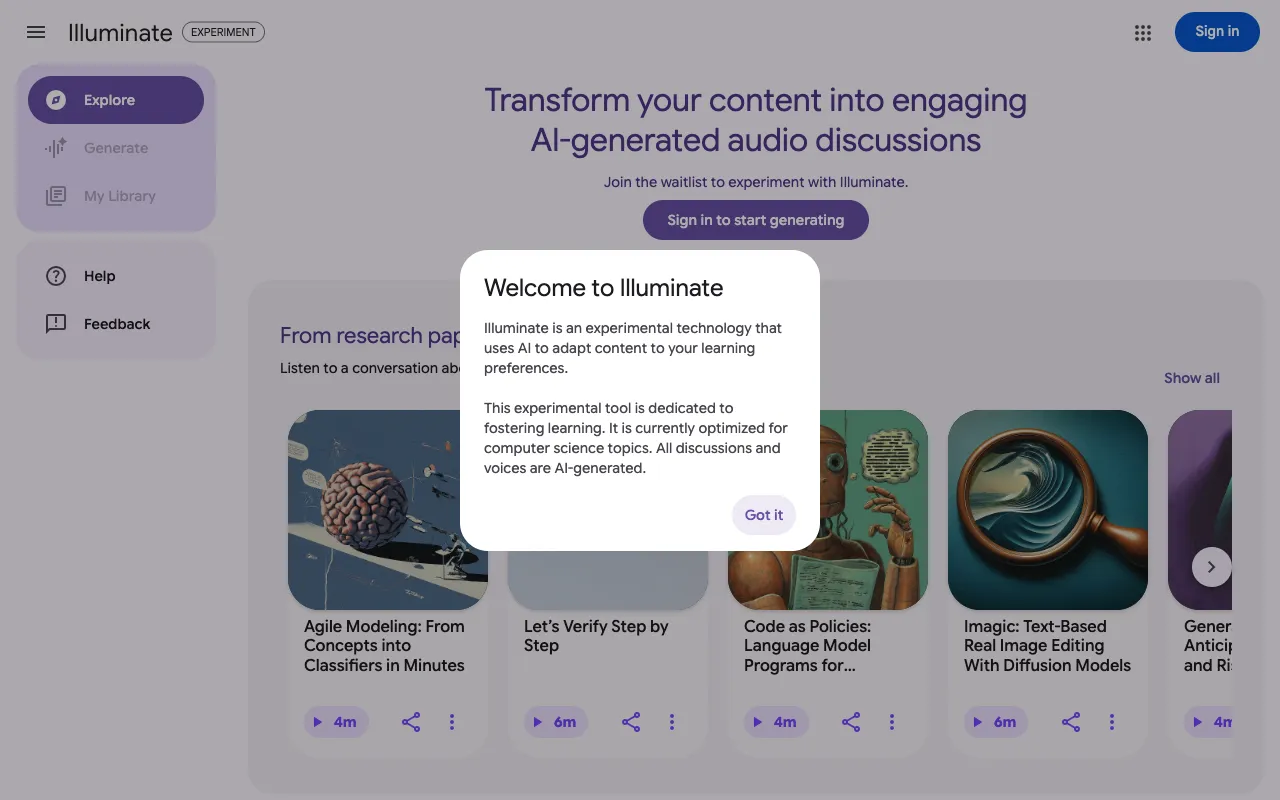 Screenshot of Illuminate