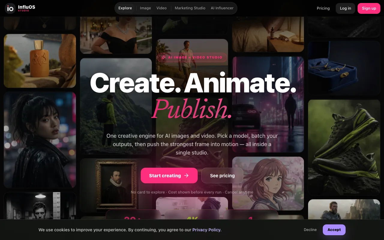 Screenshot of InfluOS
