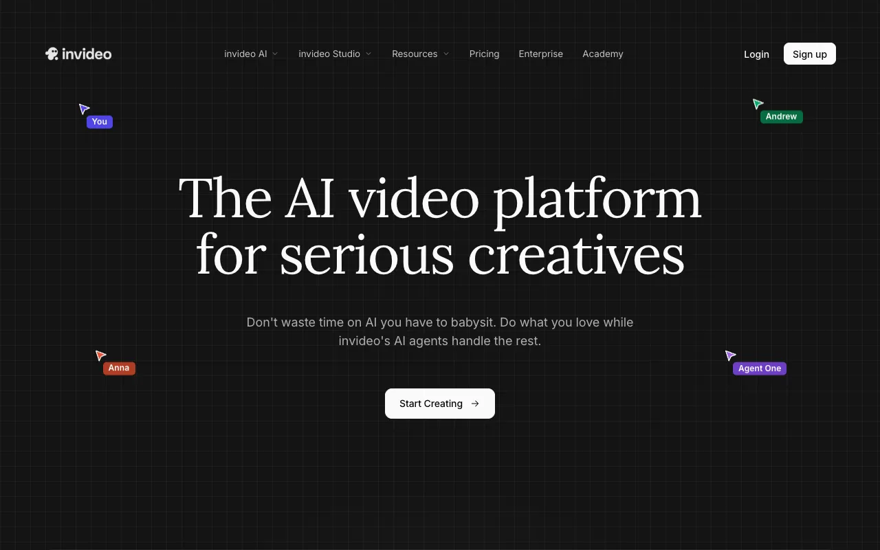 Screenshot of Invideo