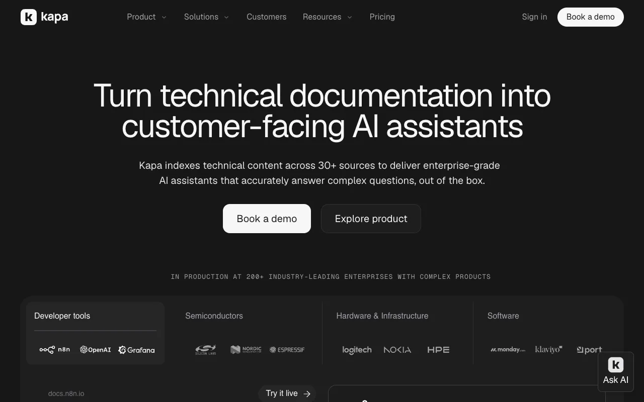 Screenshot of kapa.ai
