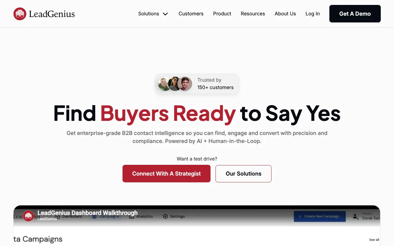 Screenshot of LeadGenius