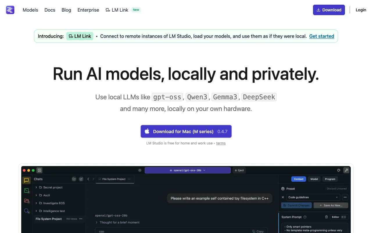 Screenshot of LM Studio