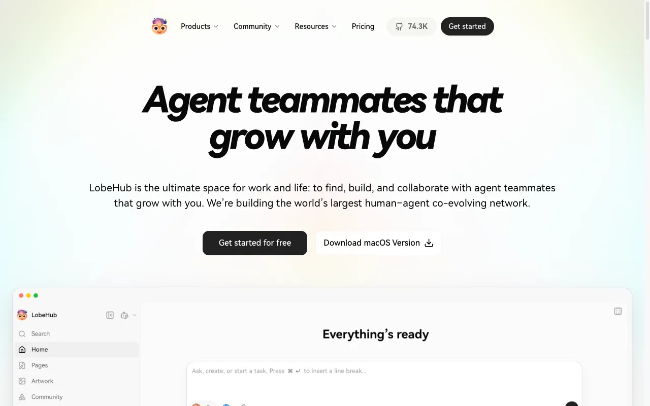 Screenshot of LobeHub