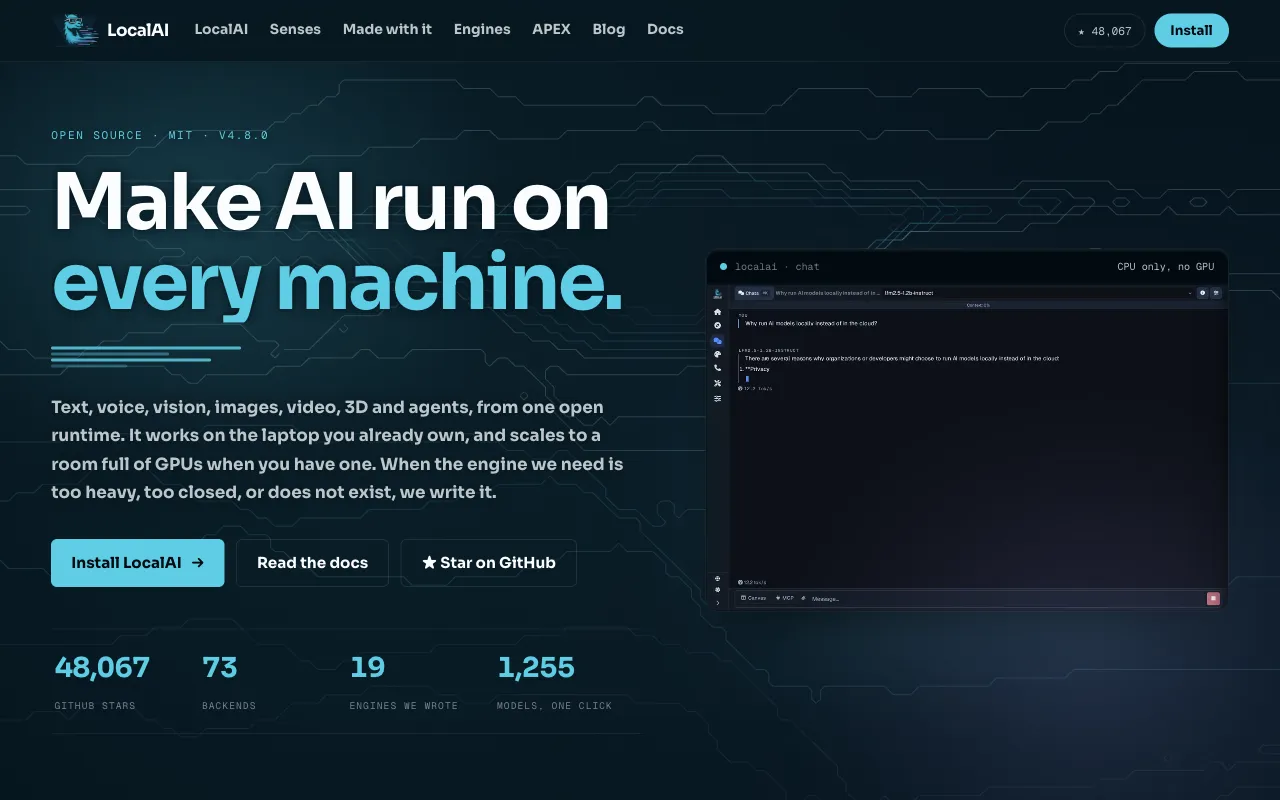 Screenshot of LocalAI